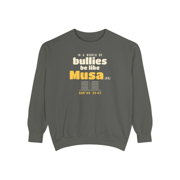 Be Like Musa (AS) Sweatshirt | Prophet Musa (Moses) Courage Story, Qur'an 26:61-63 on the Back | AdabStars