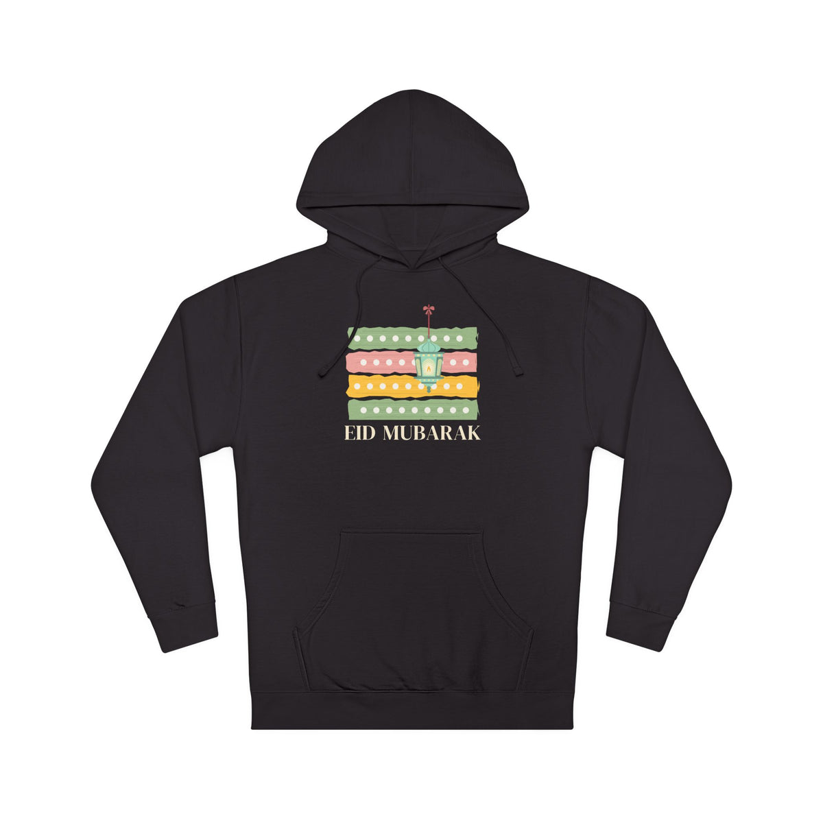 Eid Mubarak Polka Stripes Hoodie in Black – AdabStars
