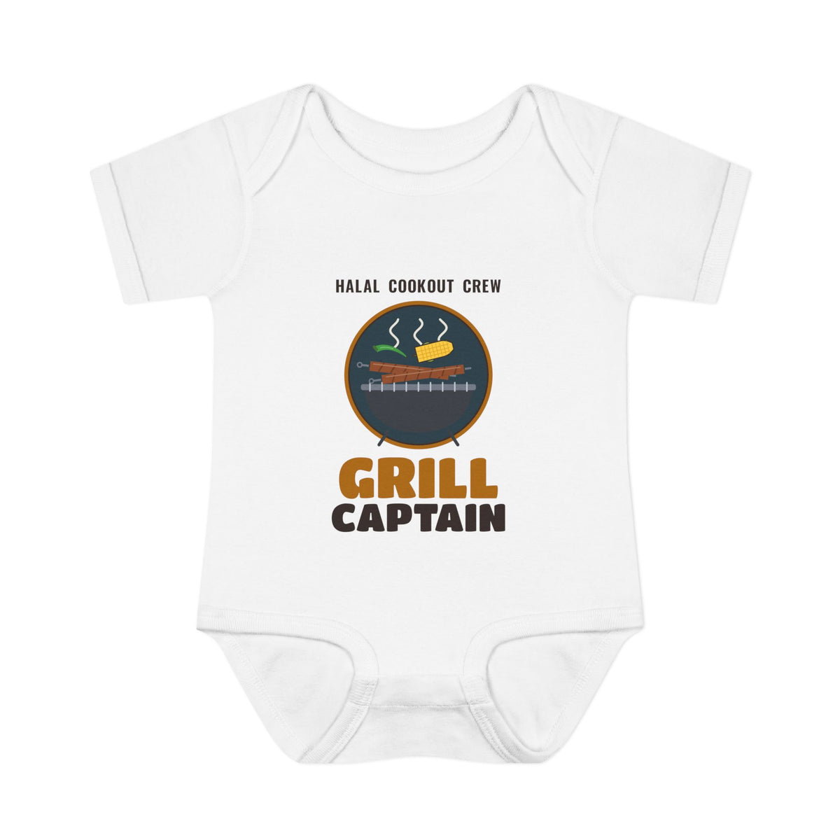 Grill Captain Halal Cookout Islamic Baby Bodysuit in White – AdabStars