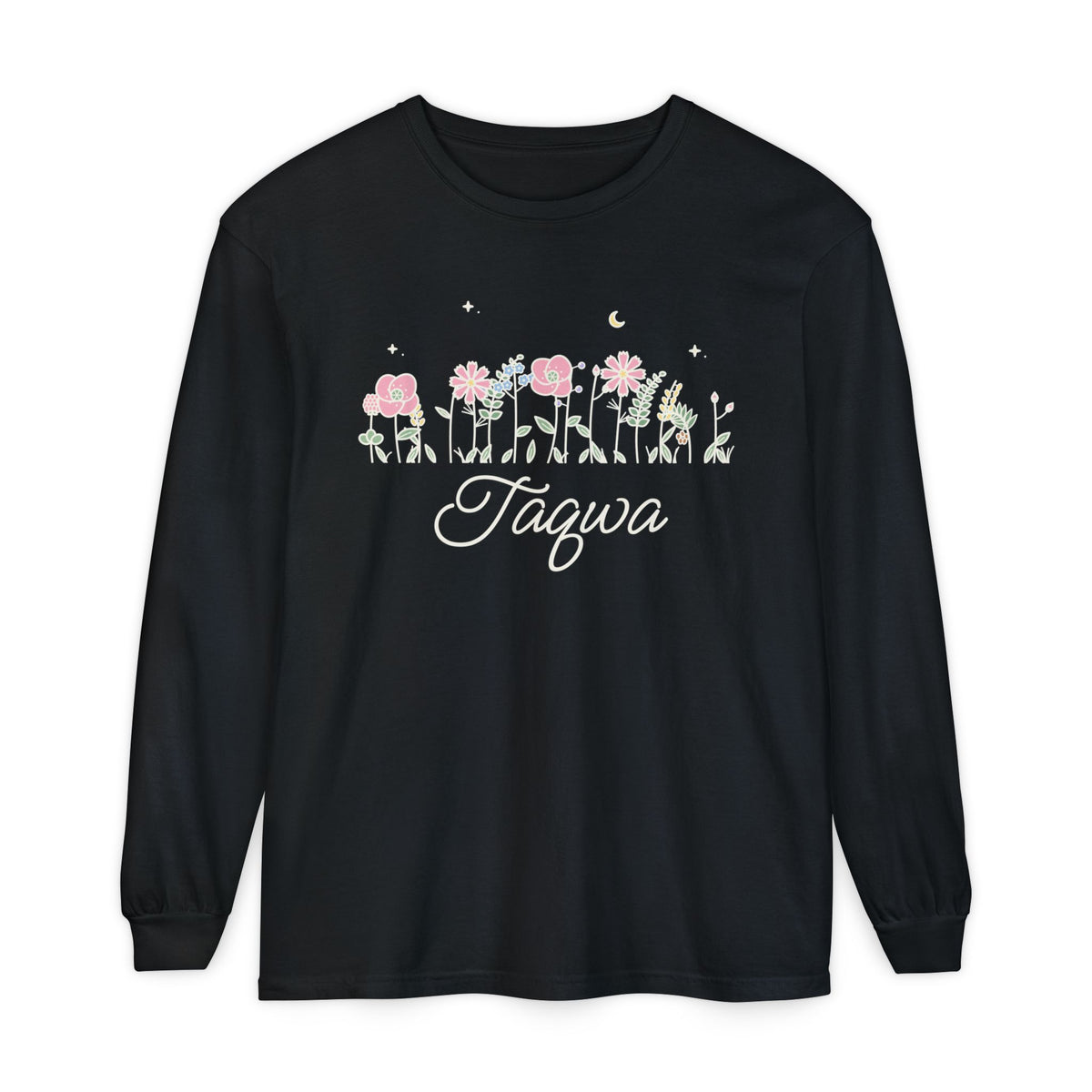 Taqwa Meadow Flowers Heavyweight Long Sleeve Shirt in Black – AdabStars