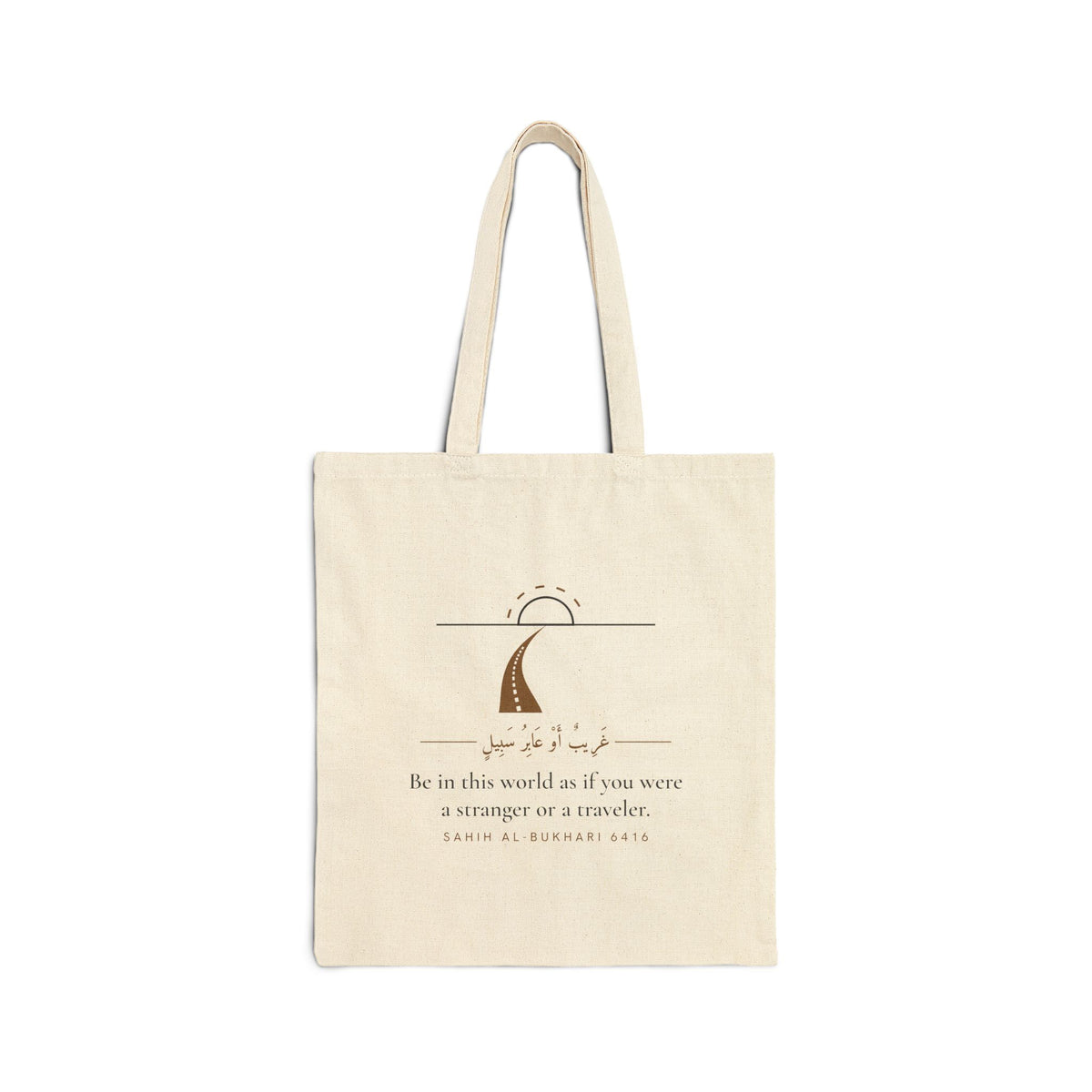 A Stranger or a Traveler Islamic Canvas Tote Bag in Natural, one-sided print – AdabStars