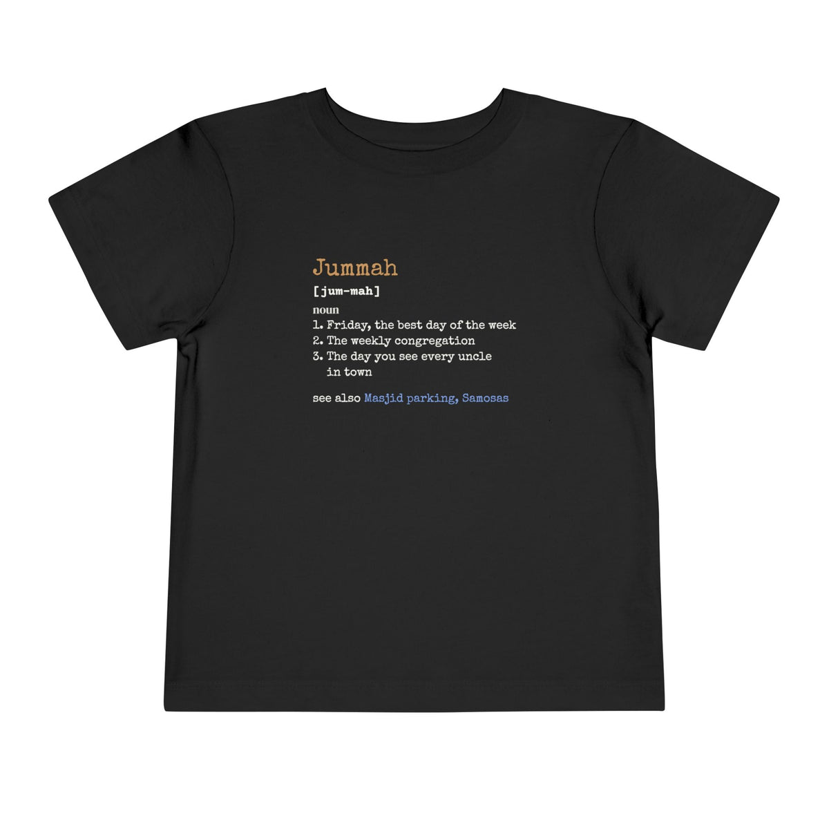 Jummah Definition Islamic Toddler T-Shirt in Black – AdabStars