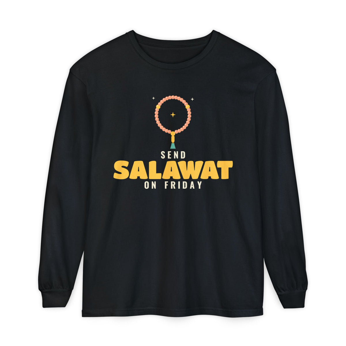 Send Salawat on Friday Islamic Heavyweight Long Sleeve Shirt in Black – AdabStars