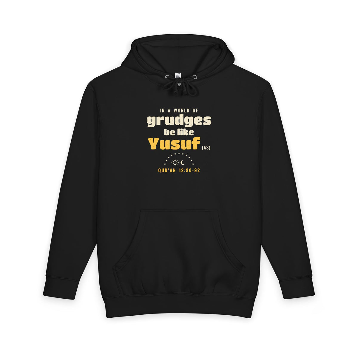 Be Like Yusuf (AS) Heavyweight Premium Heavyweight Hoodie in Black, front and back print – AdabStars