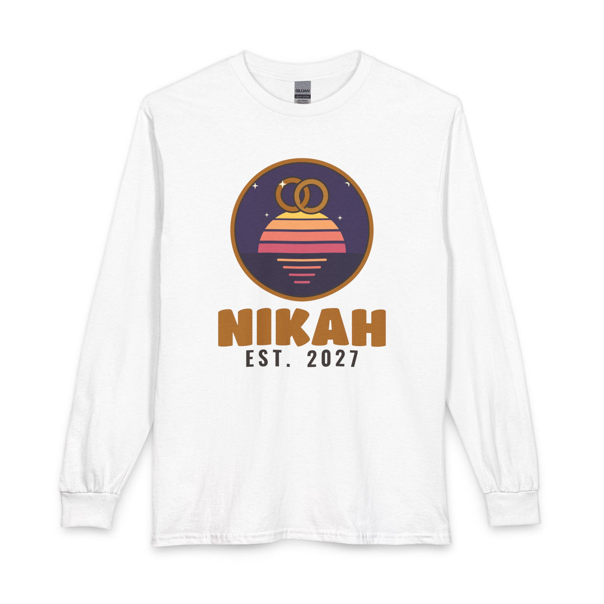 Nikah Est. 2027 Islamic Long Sleeve Shirt in White – AdabStars