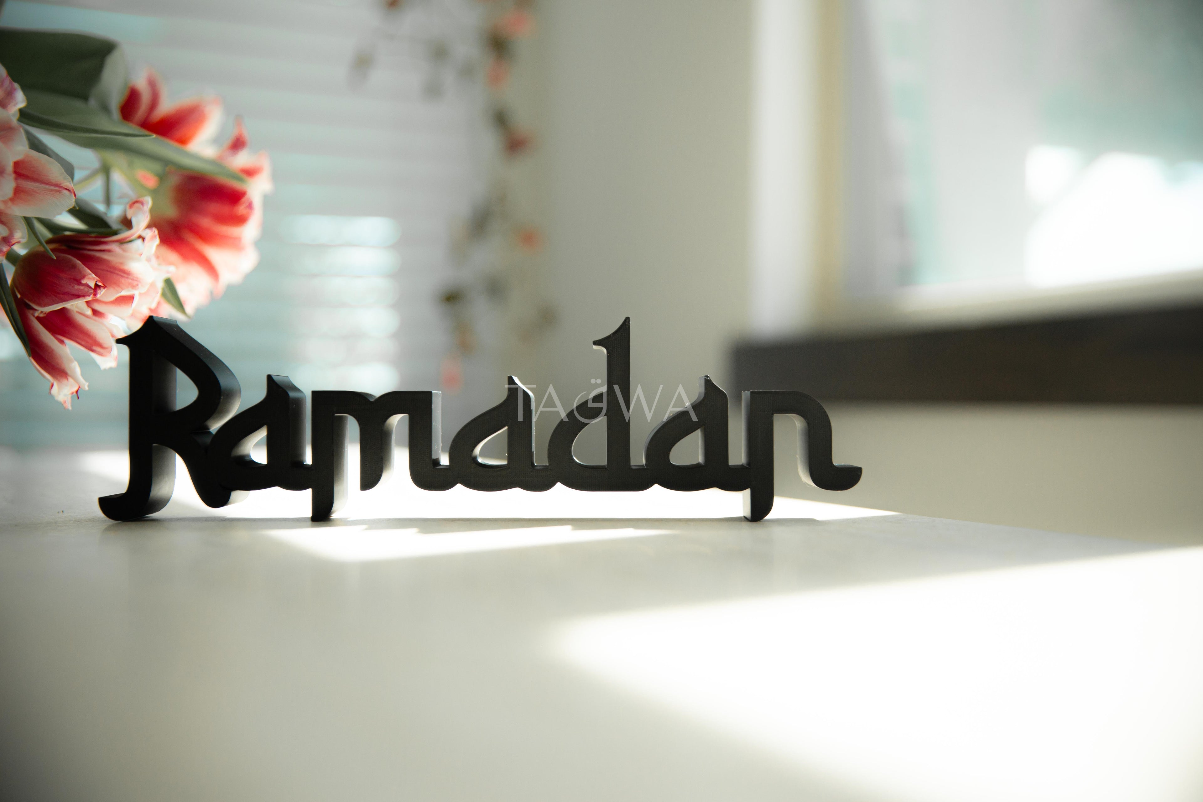 Celebration Blocks: Ramadan and Eid Mubarak Sign | 3 Piece Islamic Table Decor | Modern Muslim Home Accent | Ramadan Deco