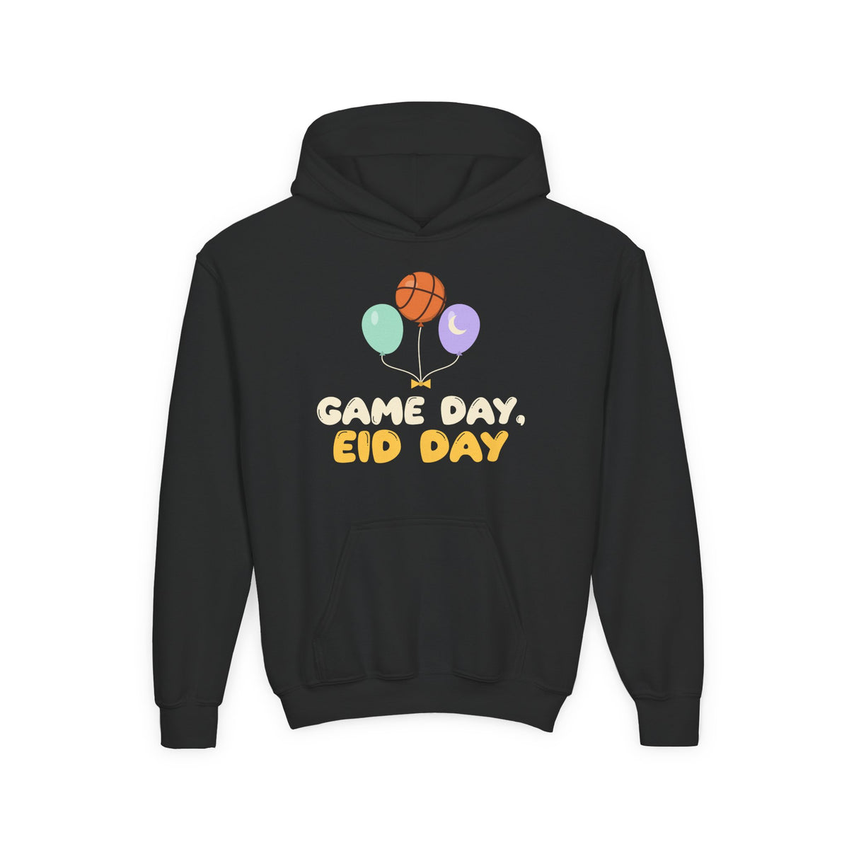 Game Day, Eid Day Kids Hoodie | Basketball Game Day Kids Balloons Celebration Muslim | AdabStars Islamic Kids Apparel