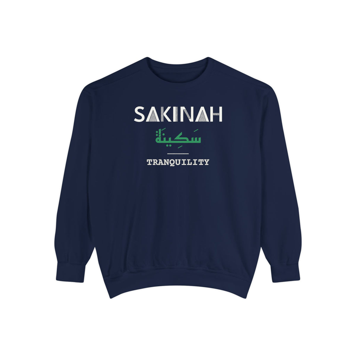 Sakinah Dual Language with English Meaning Islamic Premium Sweatshirt in True Navy – AdabStars
