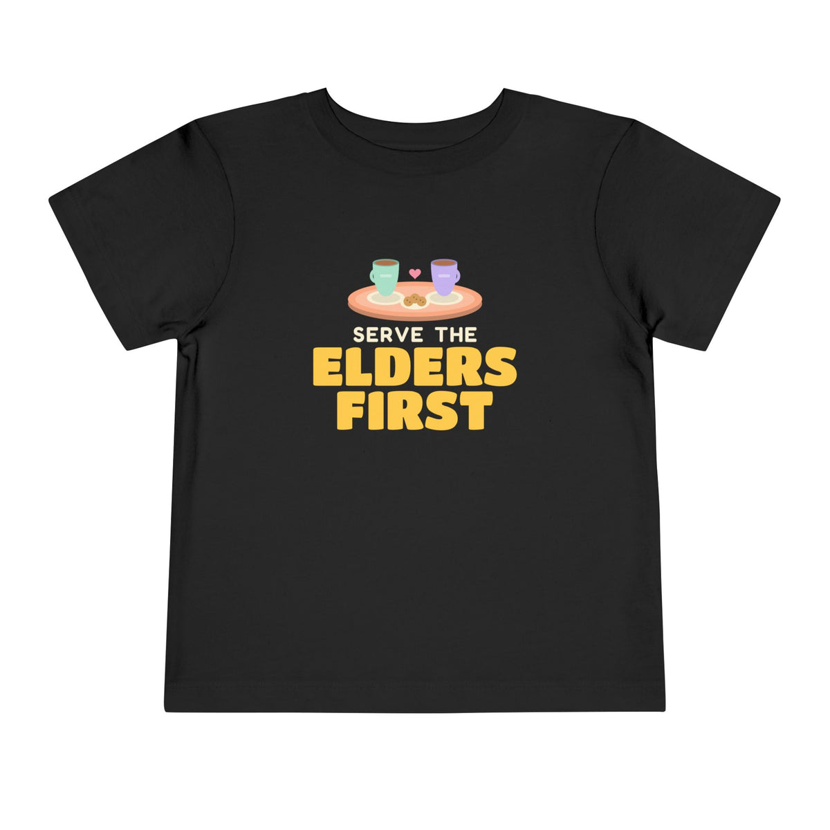 Elders First Ramadan Toddler Tee | Adab Kids Serve The Elders First Respect Tea Tray Muslim | AdabStars Islamic Kids Apparel