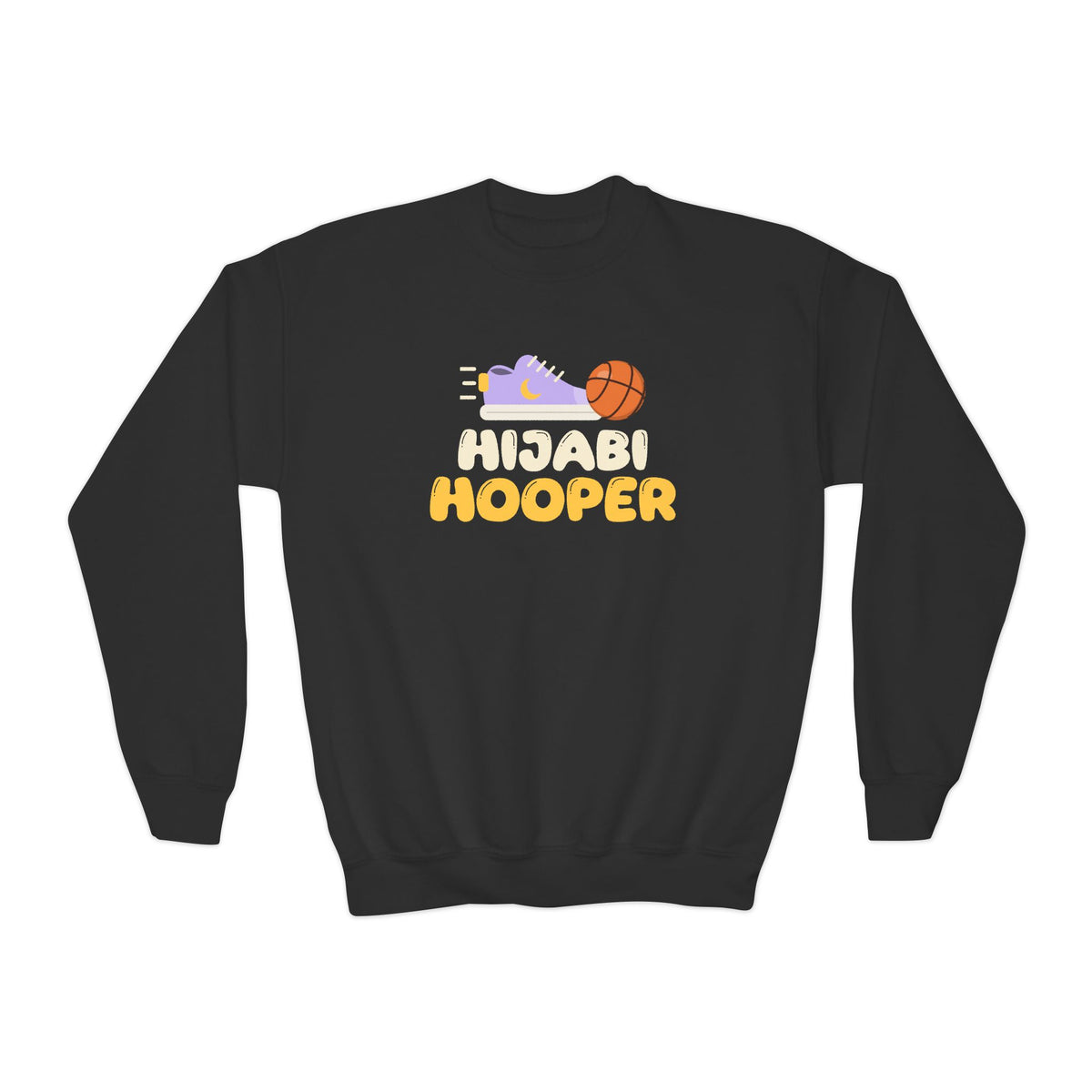 Hijabi Hooper Muslim Kids Sweatshirt | Muslim Girls Basketball Hijabi Hooper Sneaker And Ball | AdabStars Islamic Kids Apparel