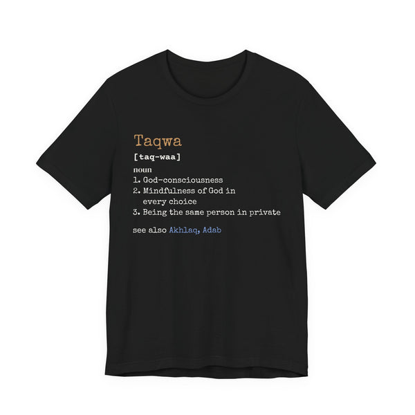 Taqwa Definition Unisex T-Shirt in Black – AdabStars
