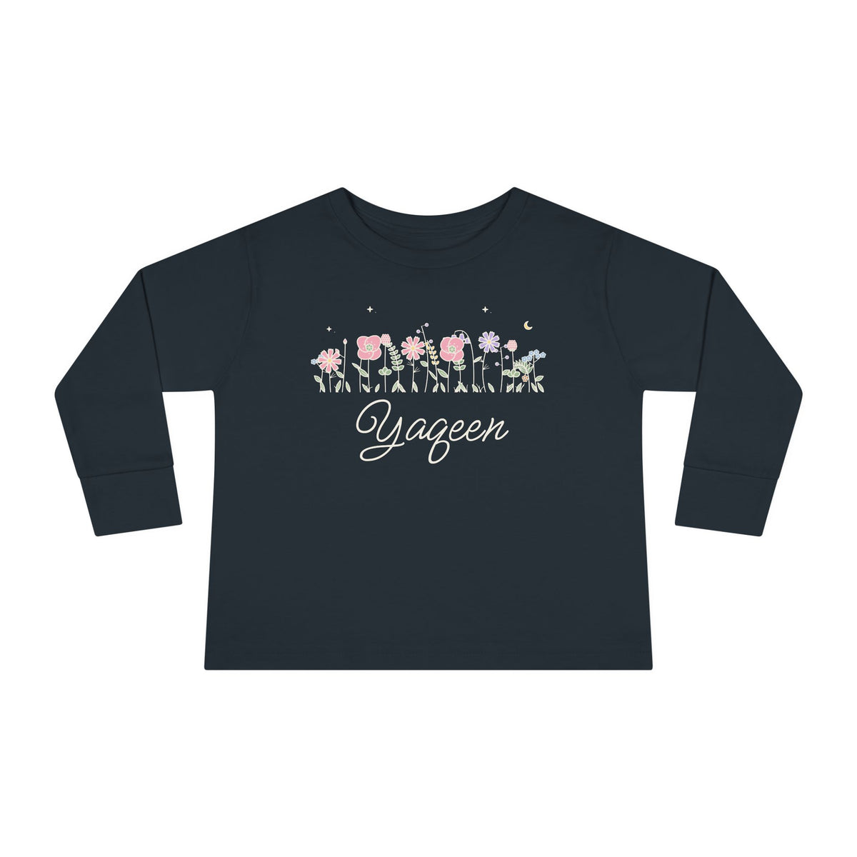 Yaqeen Meadow Flowers Islamic Toddler Toddler Long Sleeve Shirt in Black – AdabStars