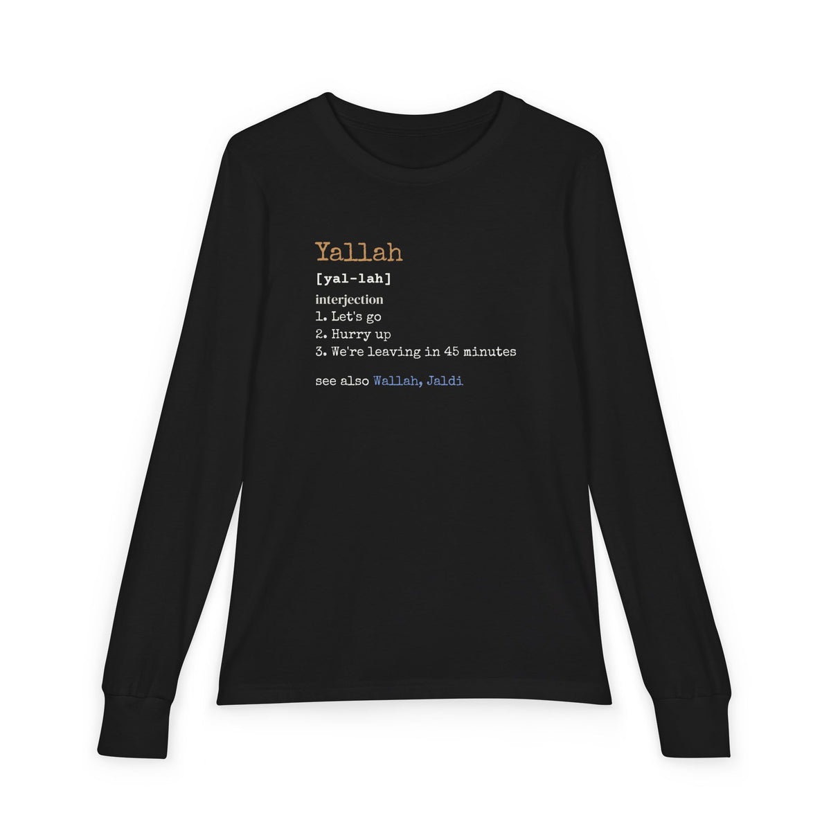 Yallah Definition Islamic Kids Kids Long Sleeve Shirt in Black – AdabStars