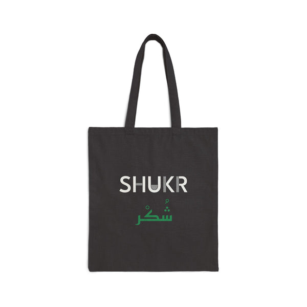 Shukr Dual Language Canvas Tote Bag in Black, one-sided print – AdabStars
