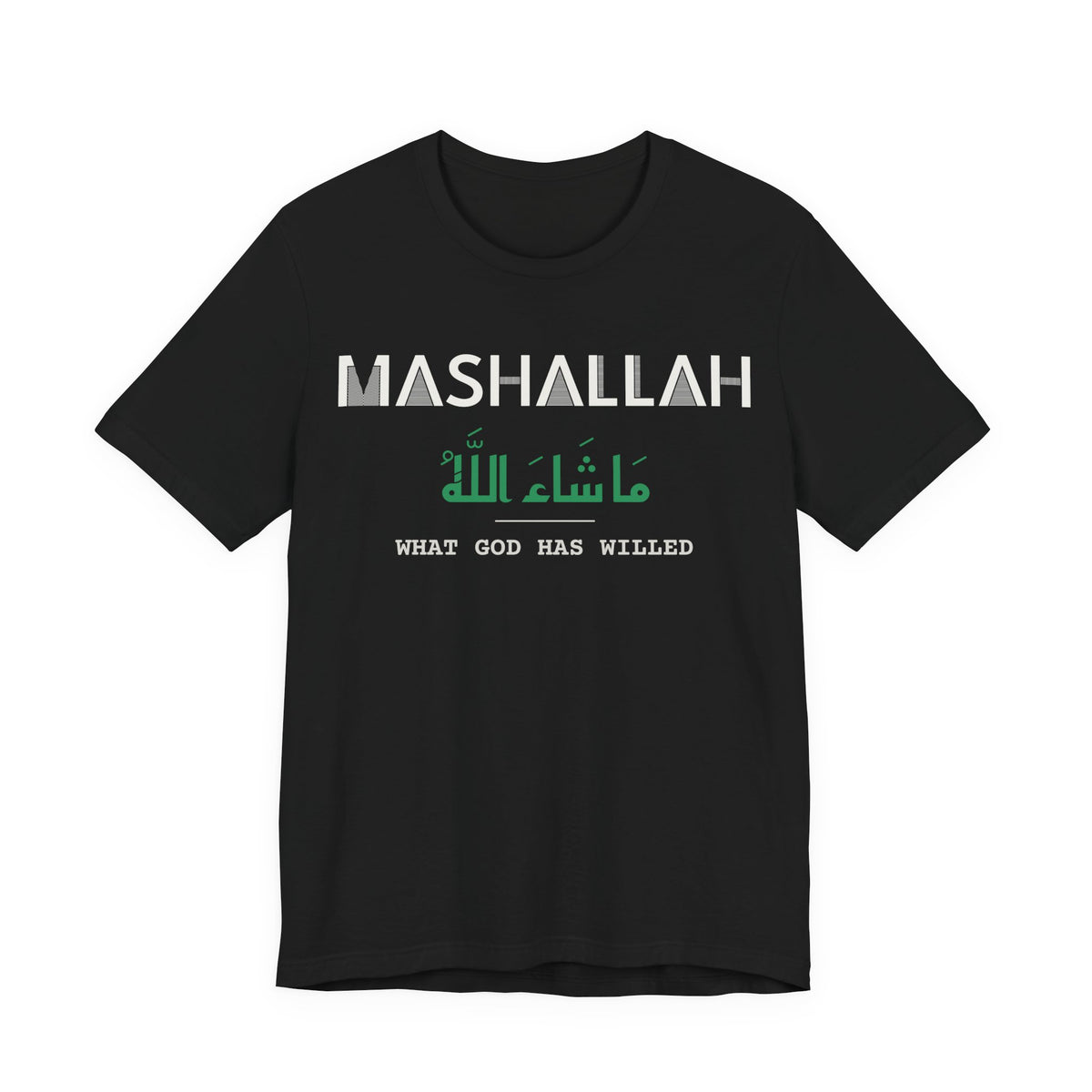 Mashallah Dual Language with English Meaning Islamic Unisex T-Shirt in Black – AdabStars
