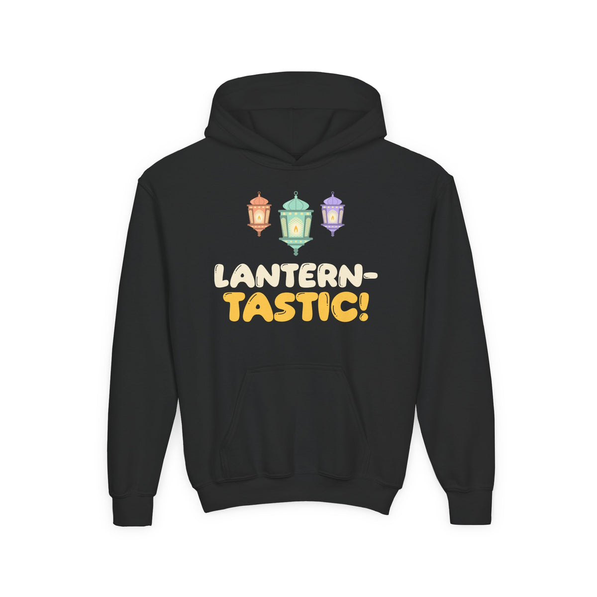 Lantern-Tastic! Ramadan Kids Hoodie | Tastic Ramadan Kids Three Lanterns Fanoos Pun Cute | AdabStars Islamic Kids Apparel