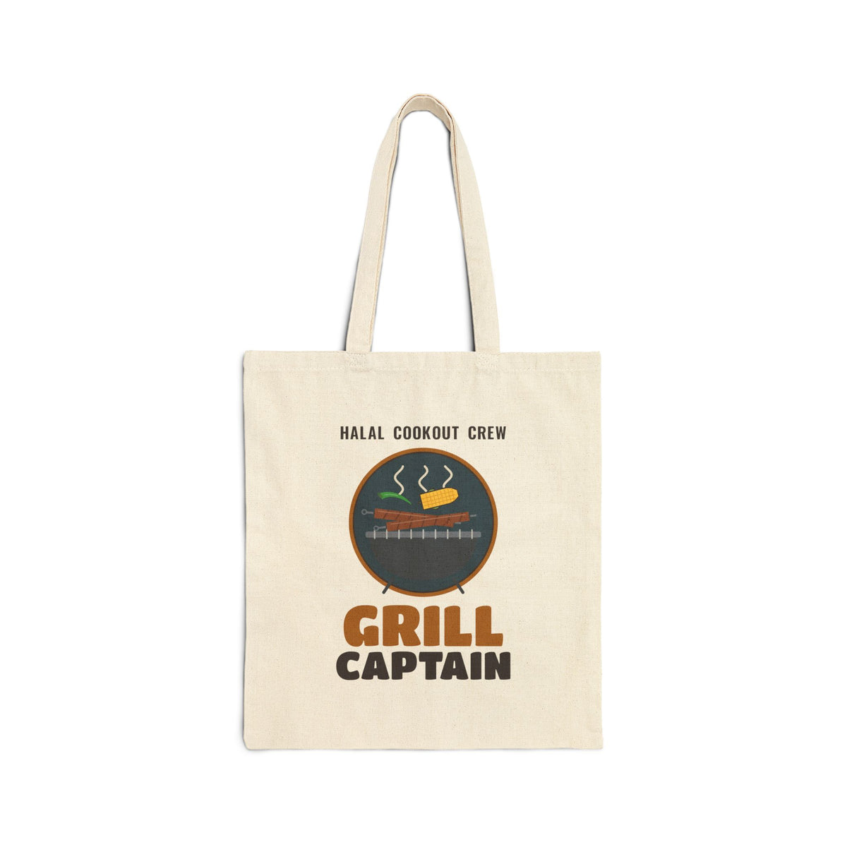 Grill Captain Halal Cookout Islamic Canvas Tote Bag in Natural, one-sided print – AdabStars