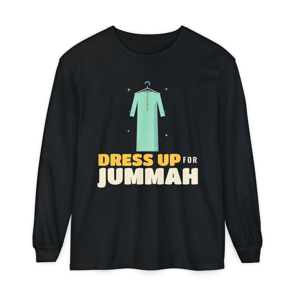 Dress Up for Jummah Islamic Heavyweight Long Sleeve Shirt in Black – AdabStars