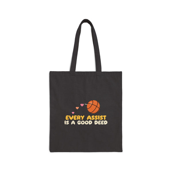 Every Assist Is A Good Deed Canvas Tote Bag in Black, one-sided print – AdabStars
