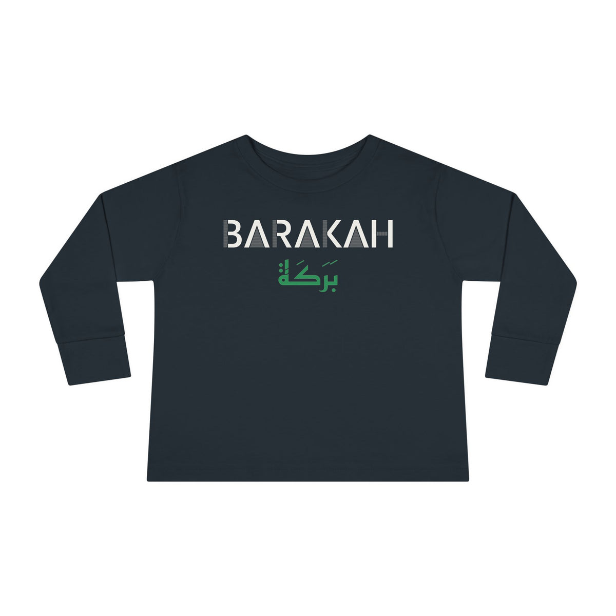 Barakah Dual Language Islamic Toddler Toddler Long Sleeve Shirt in Black – AdabStars