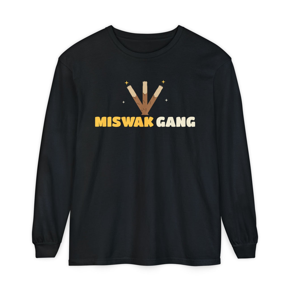 Miswak Gang Islamic Heavyweight Long Sleeve Shirt in Black – AdabStars