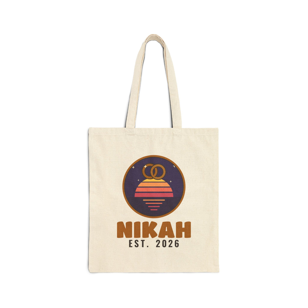 Nikah Est. 2026 Islamic Canvas Tote Bag in Natural, double-sided print – AdabStars
