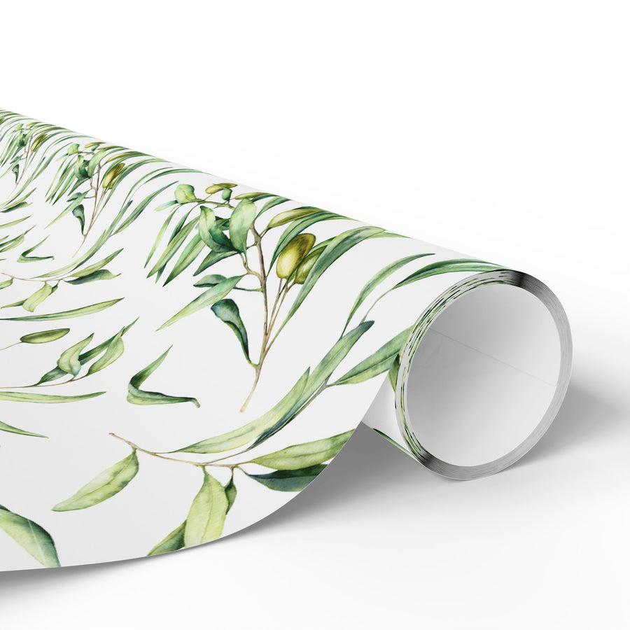 Olive Branch and Leaf  Islamic Gift Wrapping Paper – Watercolor Olive Leaf Design for Eid, Ramadan & Special Occasions
