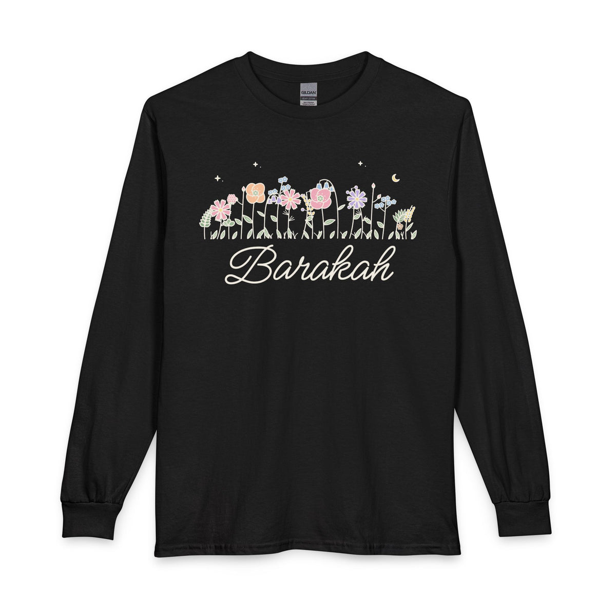 Barakah Meadow Flowers Islamic Long Sleeve Shirt in Black – AdabStars