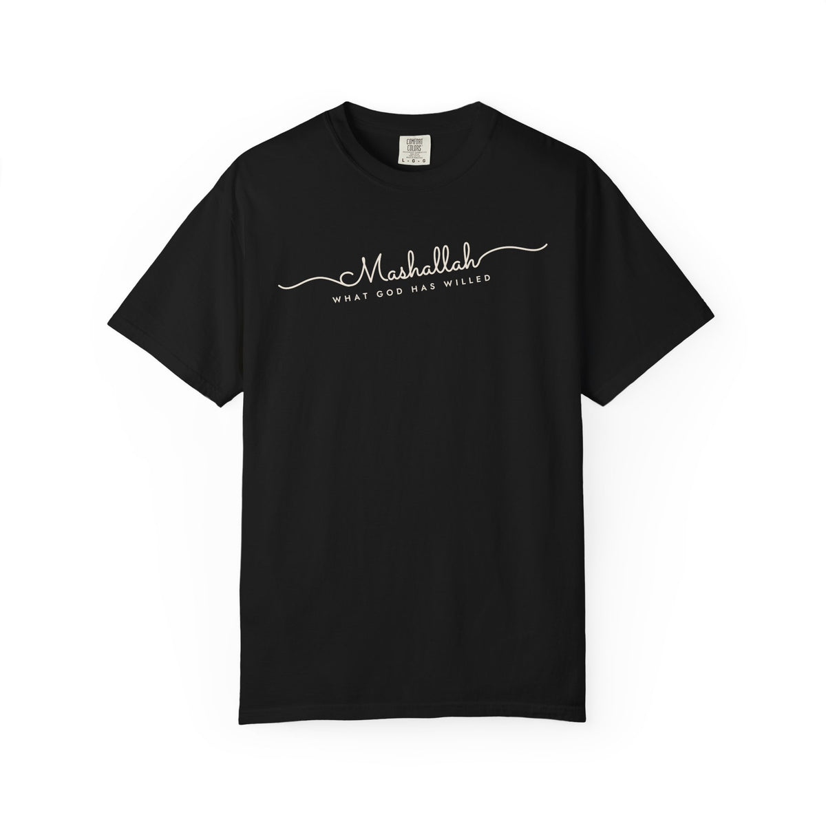Mashallah Fine Line Script Islamic Heavyweight T-Shirt in Black – AdabStars