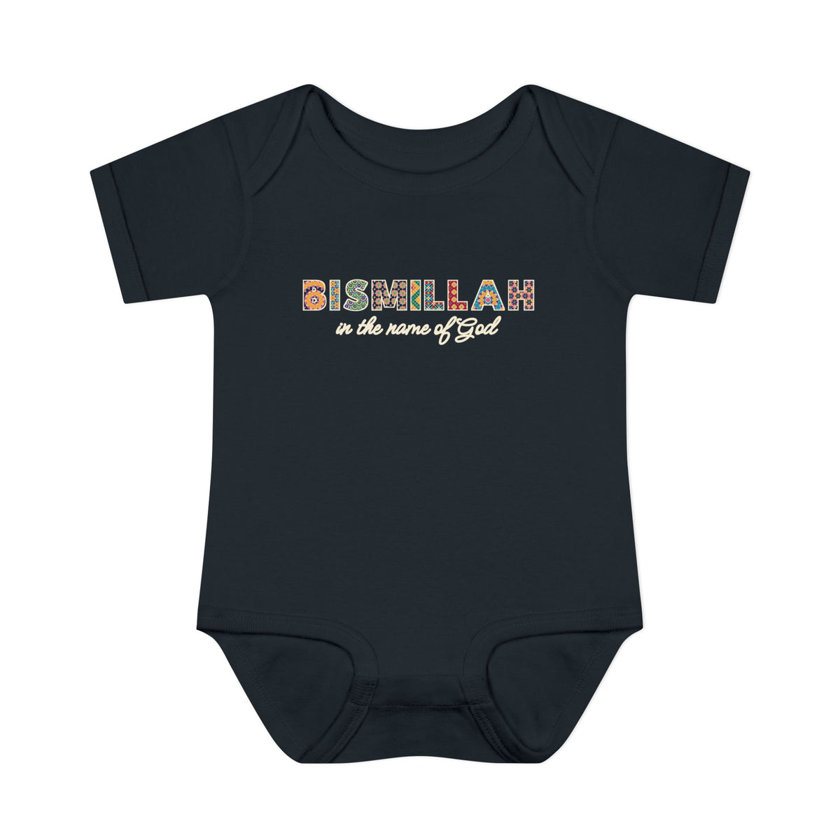 Bismillah Patterned Letters Islamic Baby Bodysuit in Black – AdabStars