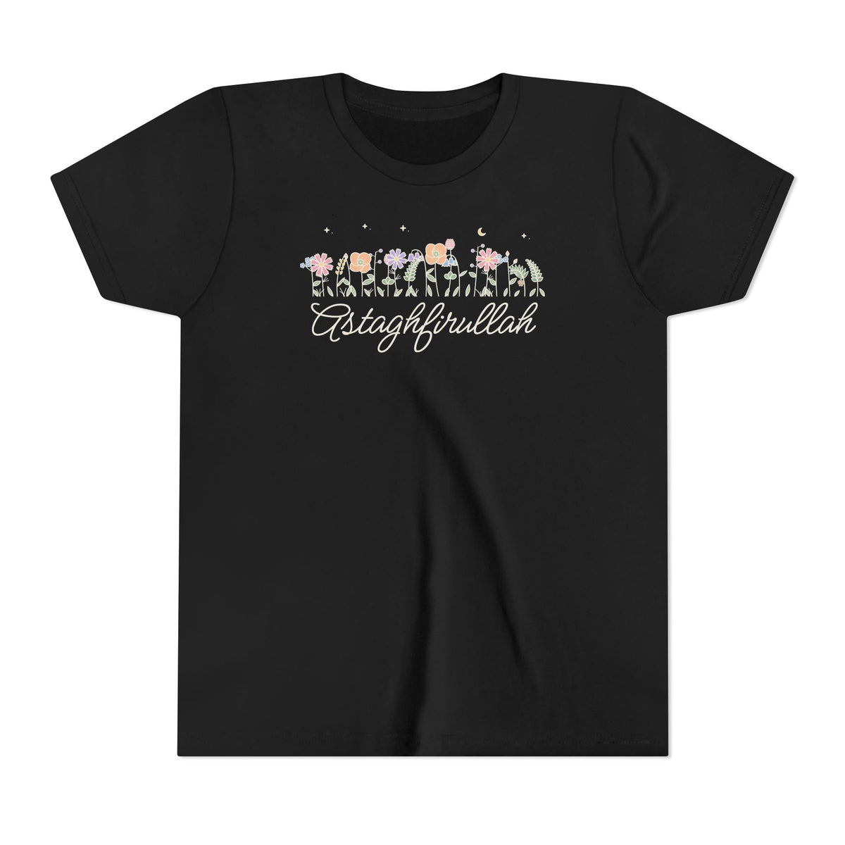 Astaghfirullah Meadow Flowers Islamic Kids T-Shirt in Black – AdabStars