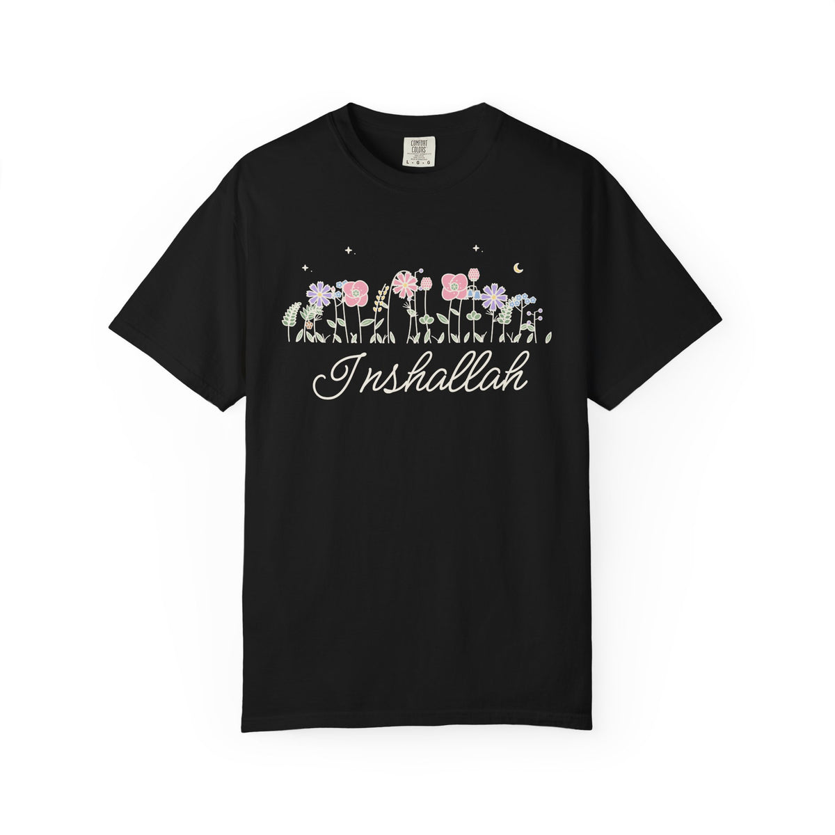 Inshallah Meadow Flowers Islamic Heavyweight T-Shirt in Black – AdabStars