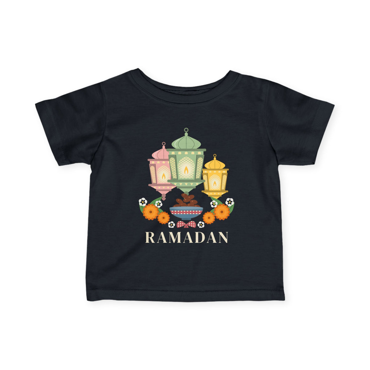 Ramadan Lantern Bouquet Baby T-Shirt in Black – AdabStars