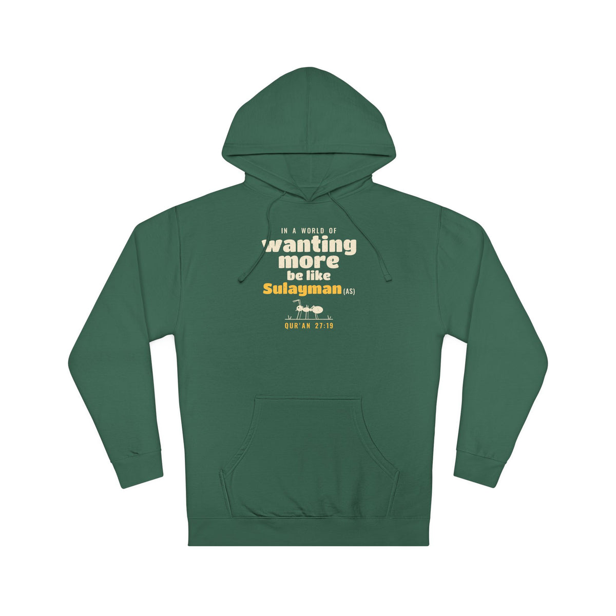 Be Like Sulayman (AS) Hoodie, Front Print | Prophet Sulayman (Solomon) Gratitude Story | AdabStars