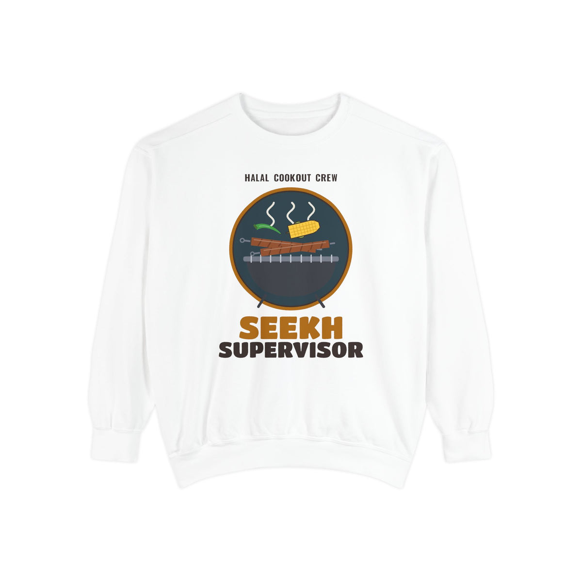 Seekh Supervisor Halal Cookout Premium Sweatshirt in White – AdabStars