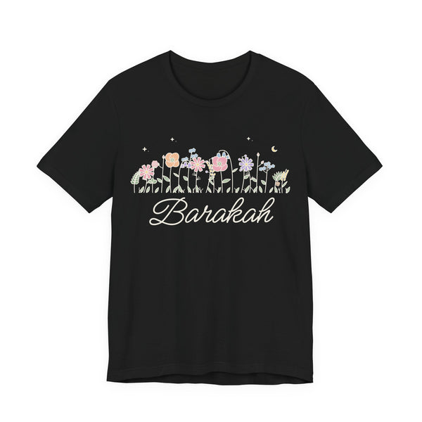 Barakah Meadow Flowers Islamic Unisex T-Shirt in Black – AdabStars