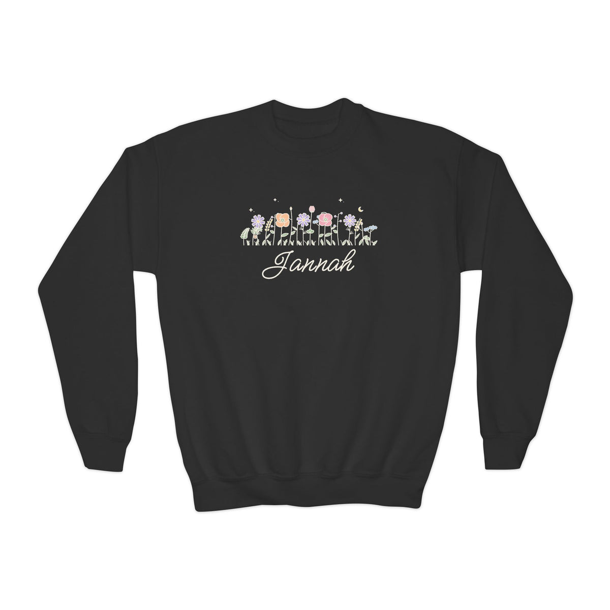 Jannah Meadow Flowers Kids Sweatshirt in Black – AdabStars
