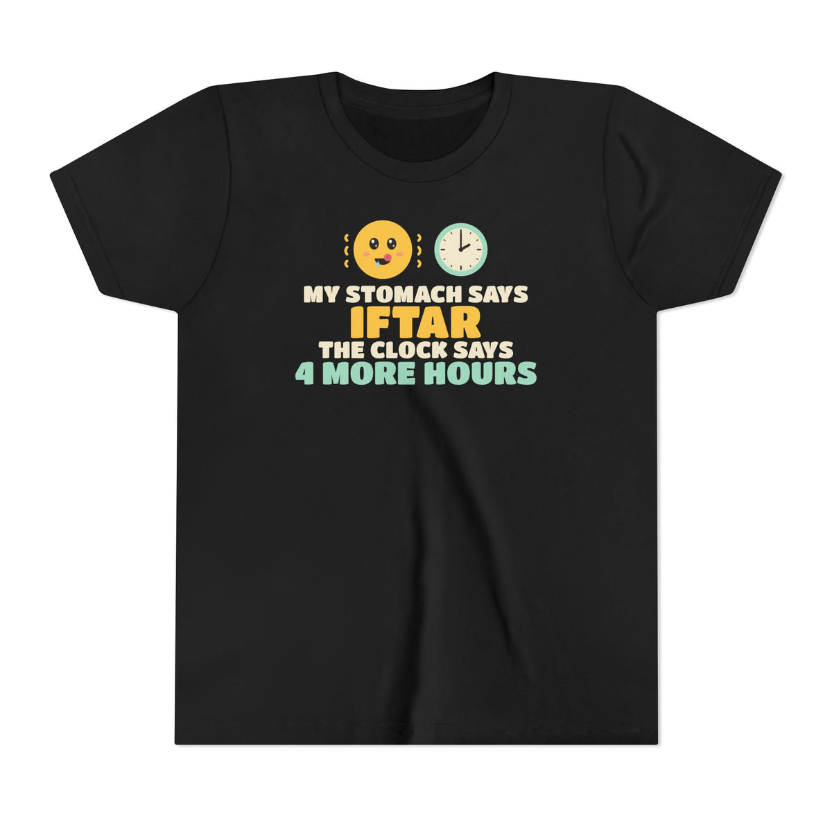 My Stomach Says Iftar Kids T-Shirt in Black – AdabStars