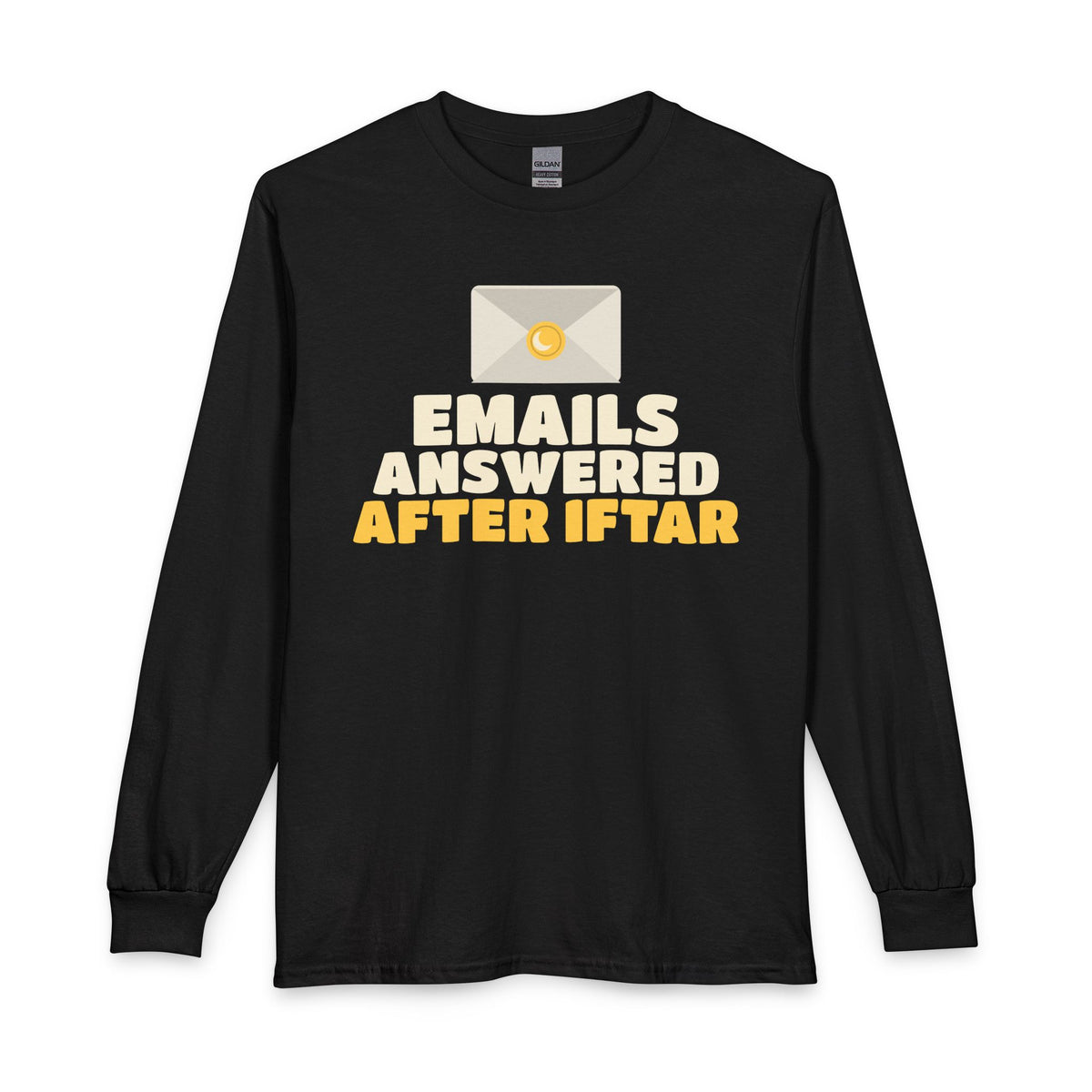 Emails Answered After Iftar Long Sleeve Shirt in Black – AdabStars