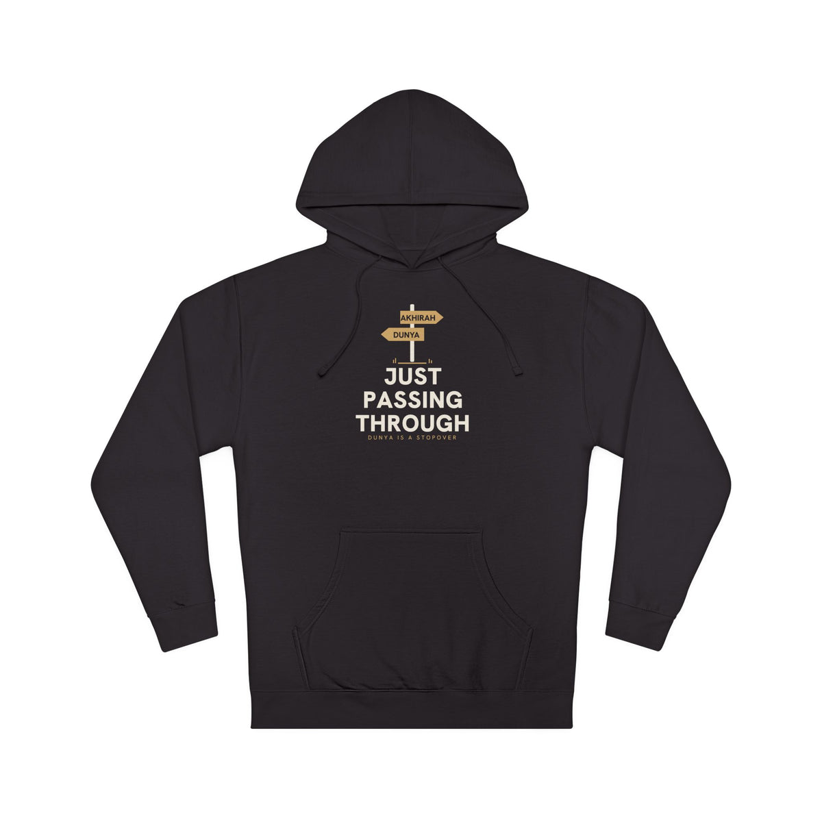 Just Passing Through Islamic Hoodie in Black – AdabStars