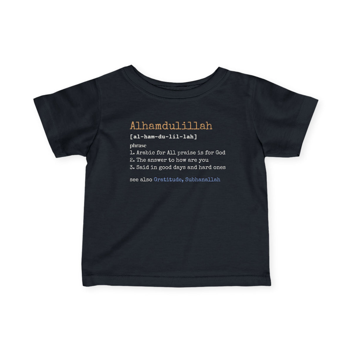 Alhamdulillah Definition Islamic Baby T-Shirt in Black – AdabStars