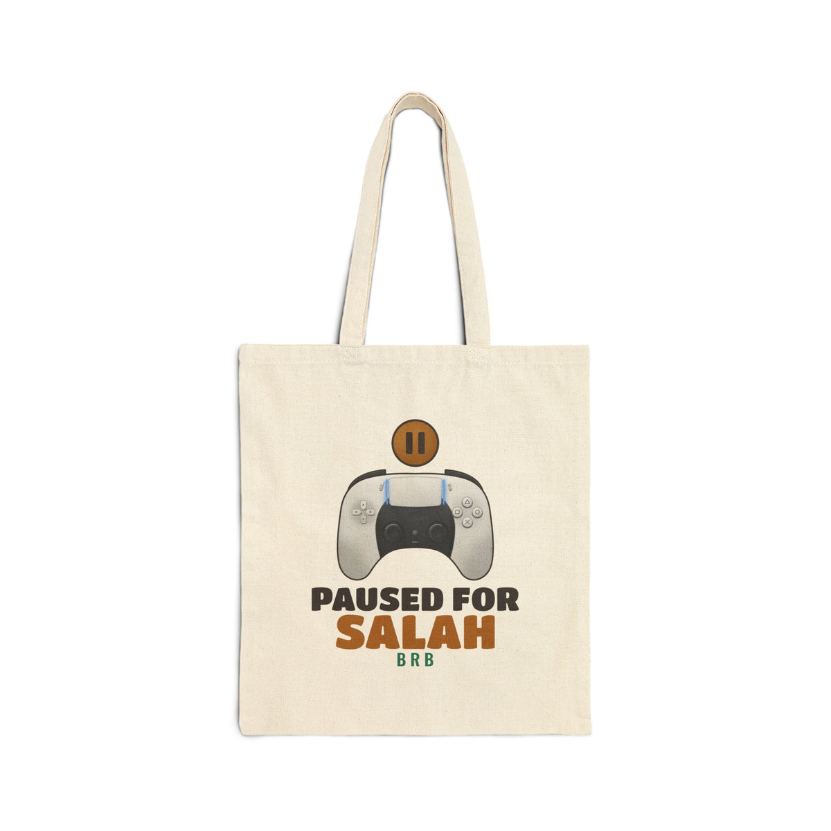 Paused for Salah White Controller Islamic Canvas Tote Bag in Natural, double-sided print – AdabStars