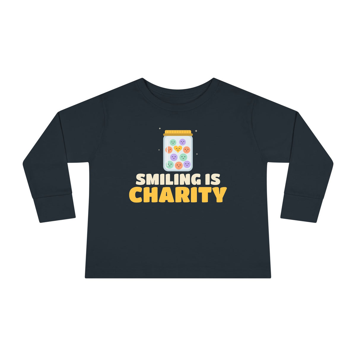 Smiling Is Charity Jar Islamic Toddler Toddler Long Sleeve Shirt in Black – AdabStars