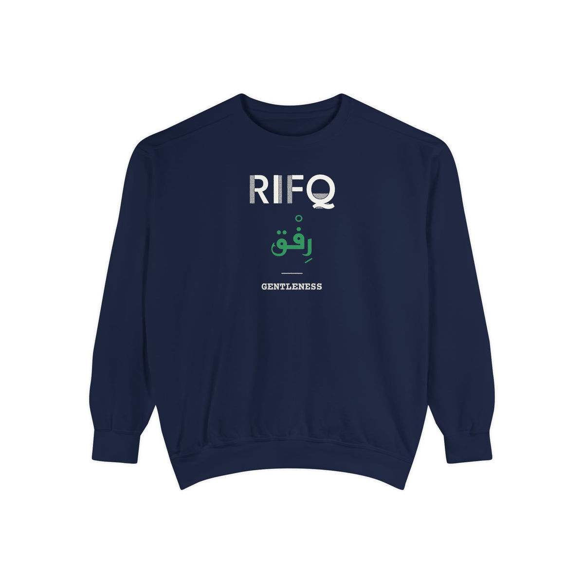 Rifq Dual Language with English Meaning Islamic Premium Sweatshirt in True Navy – AdabStars