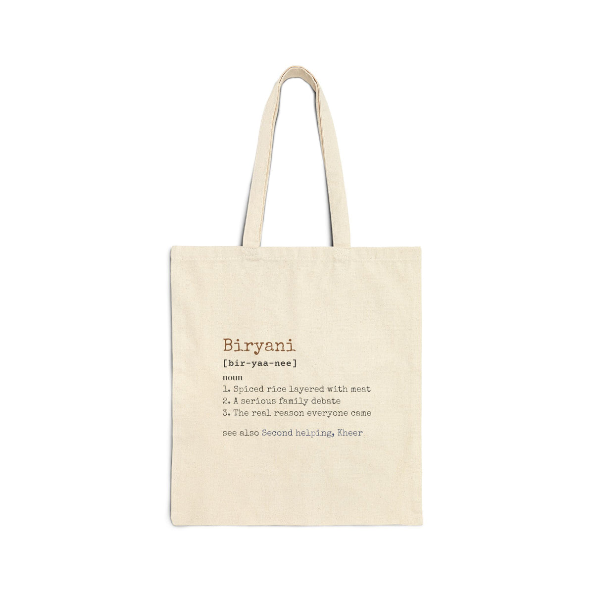 Biryani Definition Islamic Double-Sided Tote Bag | Desi Food Funny Pakistani Indian Rice | AdabStars Islamic Gifts