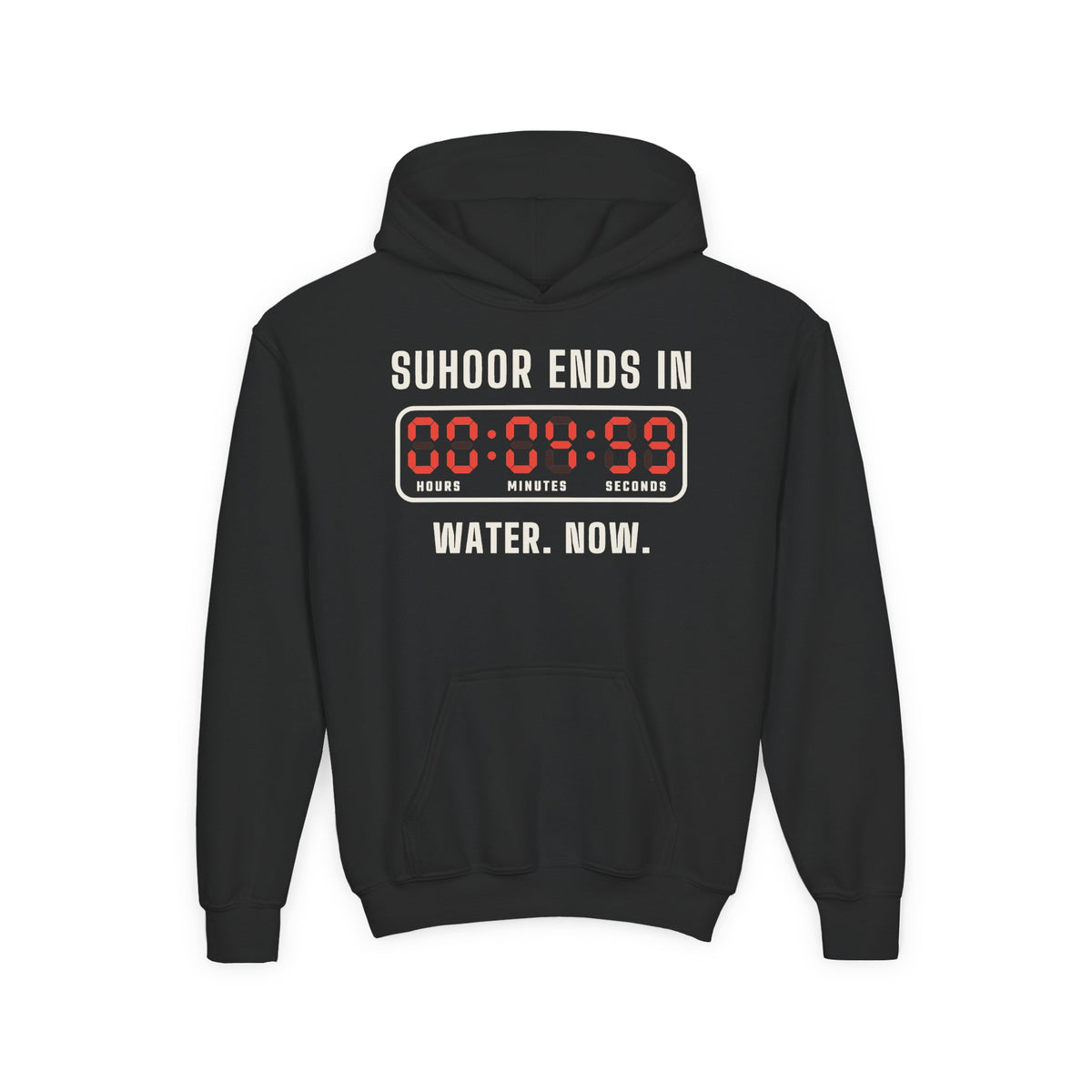 Suhoor Ends In 00:04:59 Kids Hoodie in Black – AdabStars