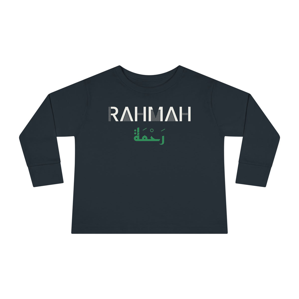 Rahmah Dual Language Islamic Toddler Toddler Long Sleeve Shirt in Black – AdabStars