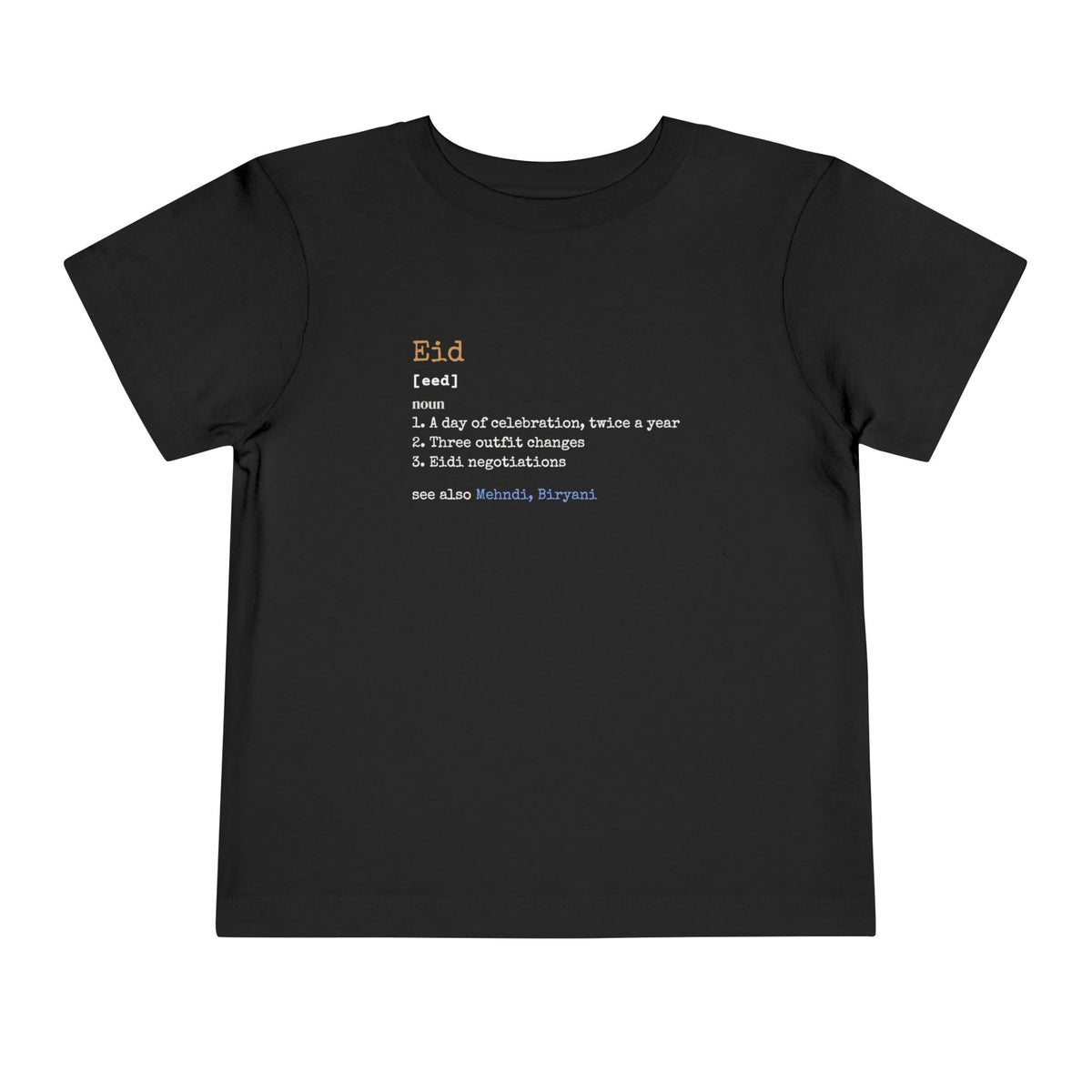 Eid Definition Toddler T-Shirt in Black – AdabStars