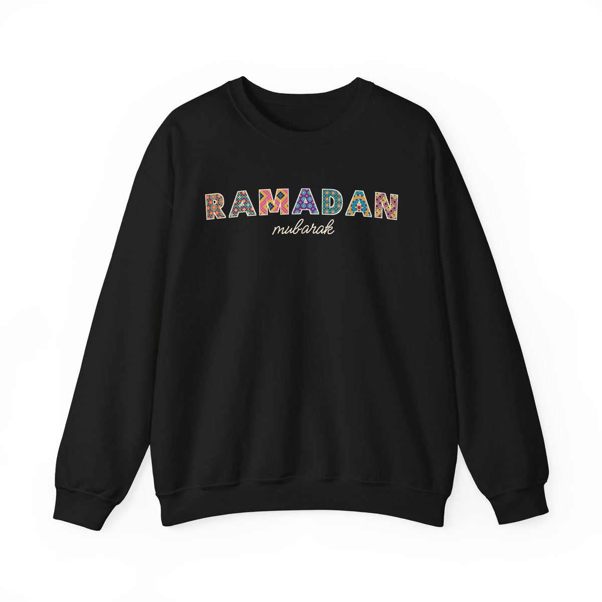 Ramadan Mubarak Patterned Letters Crewneck Sweatshirt in Black – AdabStars