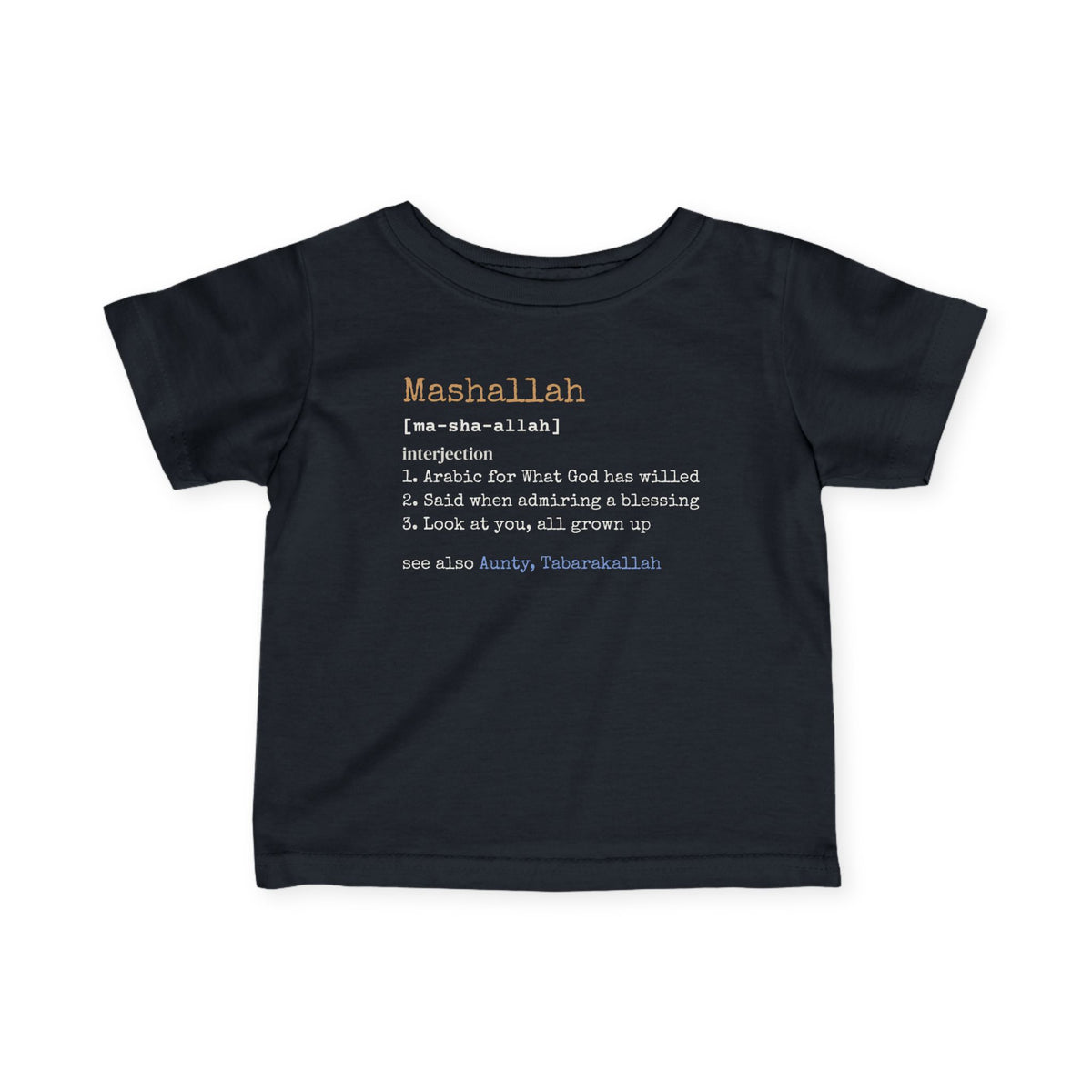 Mashallah Definition Islamic Baby T-Shirt in Black – AdabStars